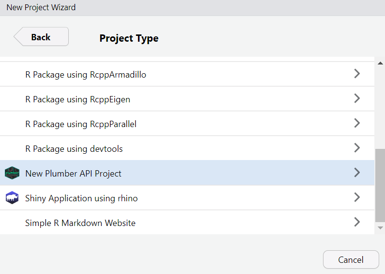 Image showing how to create a Plumber R project